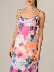 Adrianna Papell Pink Printed Sateen Long Dress - Image 4 of 6