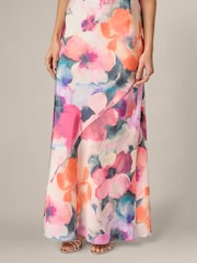 Adrianna Papell Pink Printed Sateen Long Dress - Image 5 of 6