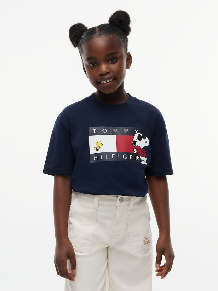 Mėlyna - Tommy Hilfiger Peanuts® vėliavos grafikos džersio marškinėliai - 1 paveikslėlis iš 6