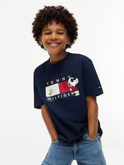 Mėlyna - Tommy Hilfiger Peanuts® vėliavos grafikos džersio marškinėliai - 2 paveikslėlis iš 6