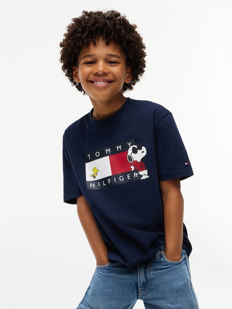 Mėlyna - Tommy Hilfiger Peanuts® vėliavos grafikos džersio marškinėliai - 2 paveikslėlis iš 6