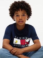 Mėlyna - Tommy Hilfiger Peanuts® vėliavos grafikos džersio marškinėliai - 6 paveikslėlis iš 6