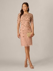 Adrianna Papell Pink Petite Beaded Cocktail Dress - Image 2 of 6