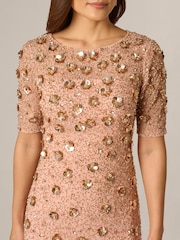 Adrianna Papell Pink Petite Beaded Cocktail Dress - Image 4 of 6