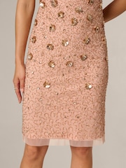 Adrianna Papell Pink Petite Beaded Cocktail Dress - Image 5 of 6