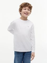 Tommy Hilfiger White Essential Flag Embroidery Long Sleeve T-Shirt - Image 1 of 6