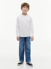 Tommy Hilfiger White Essential Flag Embroidery Long Sleeve T-Shirt - Image 2 of 6