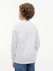 Tommy Hilfiger White Essential Flag Embroidery Long Sleeve T-Shirt - Image 3 of 6