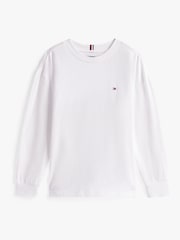 Tommy Hilfiger White Essential Flag Embroidery Long Sleeve T-Shirt - Image 5 of 6