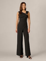 Adrianna Papell Black Knit Crepe Jumpsuit - Image 1 of 6