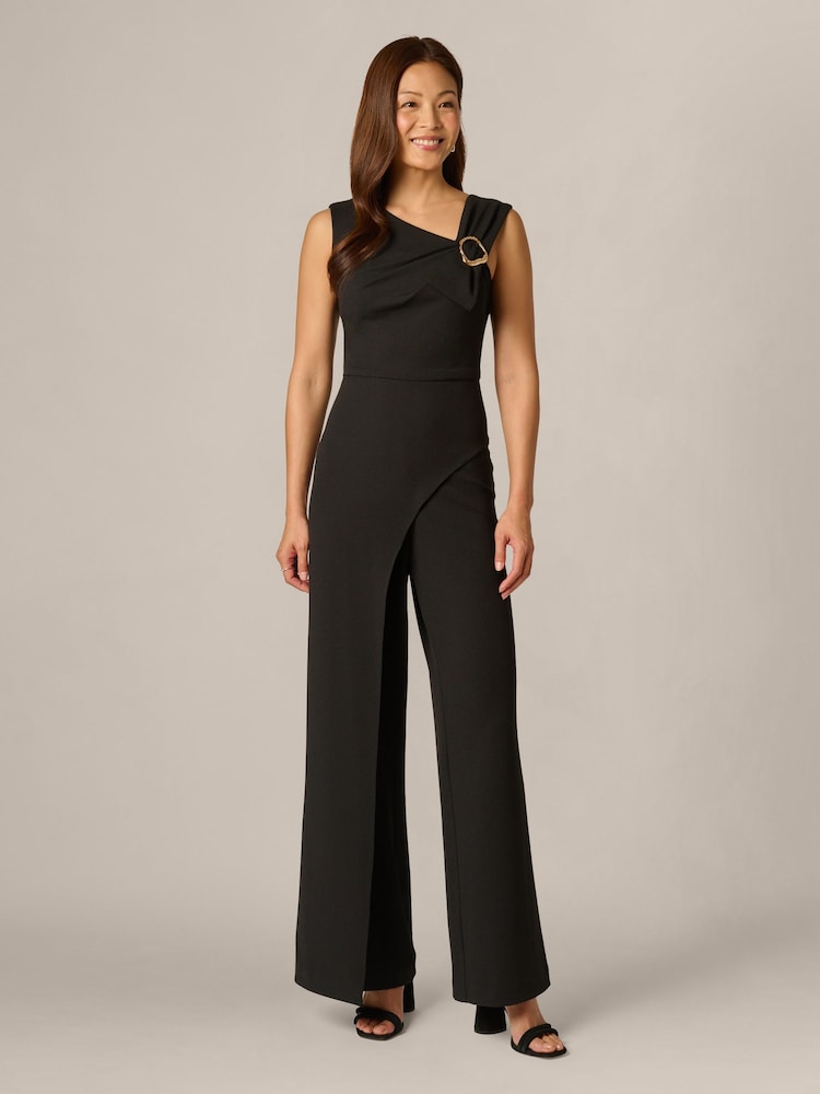 Adrianna Papell Black Knit Crepe Jumpsuit - Image 1 of 6