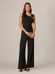Adrianna Papell Black Knit Crepe Jumpsuit - Image 3 of 6