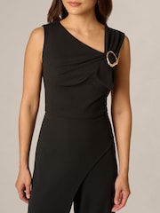 Adrianna Papell Black Knit Crepe Jumpsuit - Image 4 of 6