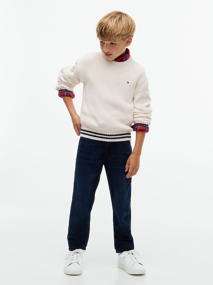 Tommy Hilfiger Cream Cable Knit Polo Jumper - Image 2 of 6 Tommy Hilfiger Cream Cable Knit Polo Jumper - Image 2 of 6