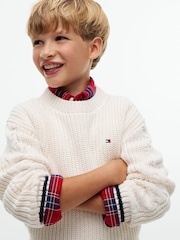 Tommy Hilfiger Cream Cable Knit Polo Jumper - Image 3 of 6