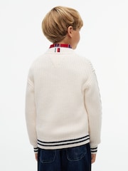 Tommy Hilfiger Cream Cable Knit Polo Jumper - Image 4 of 6
