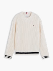 Tommy Hilfiger Cream Cable Knit Polo Jumper - Image 5 of 6