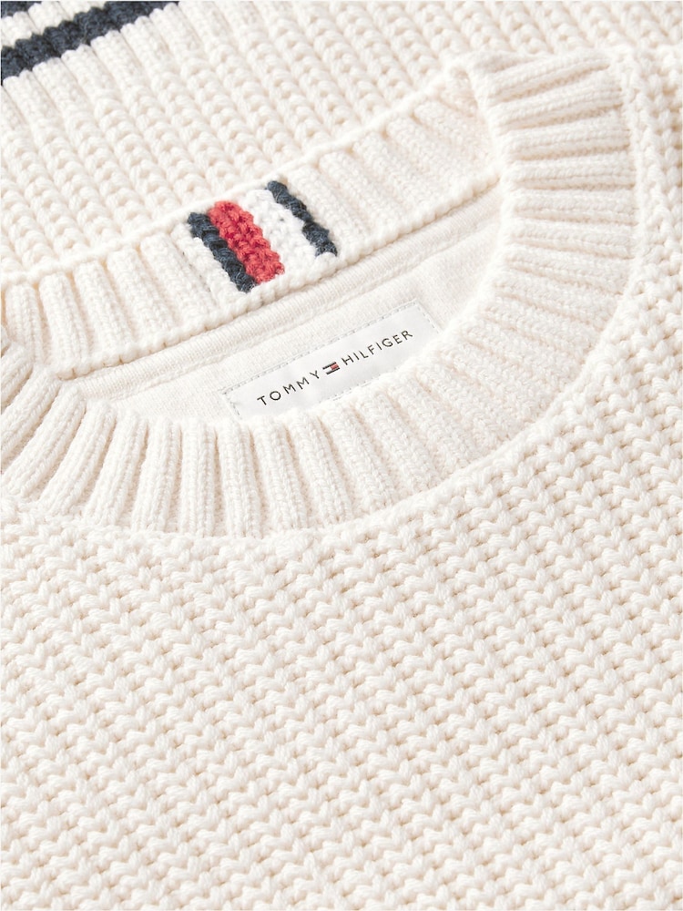 Tommy Hilfiger Cream Cable Knit Polo Jumper - Image 6 of 6 Tommy Hilfiger Cream Cable Knit Polo Jumper - Image 6 of 6
