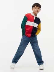 Tommy Hilfiger Red Rugby Stripe Long Sleeve Polo Shirt - Image 2 of 6