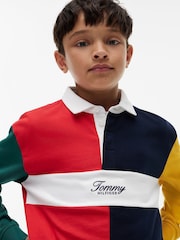 Tommy Hilfiger Red Rugby Stripe Long Sleeve Polo Shirt - Image 3 of 6