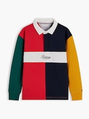 Tommy Hilfiger Red Rugby Stripe Long Sleeve Polo Shirt - Image 5 of 6