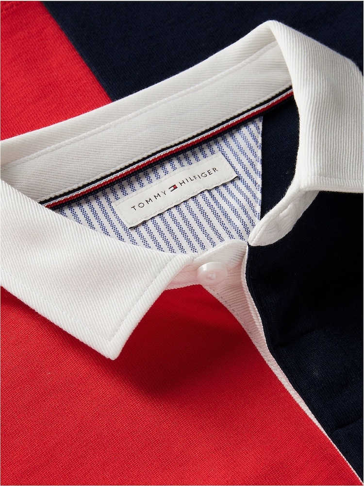 Tommy Hilfiger Red Rugby Stripe Long Sleeve Polo Shirt - Image 6 of 6 Tommy Hilfiger Red Rugby Stripe Long Sleeve Polo Shirt - Image 6 of 6