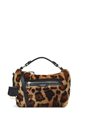 Radley Leopard Print Witham Road Faux Teddy Small Ziptop Cross-Body Brown Bag - Image 1 of 3
