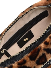 Radley Leopard Print Witham Road Faux Teddy Small Ziptop Cross-Body Brown Bag - Image 3 of 3