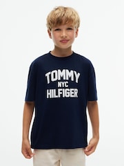 Көк - Tommy Hilfiger логотипі бар, жағасы бар футболка - 6суретінің 1 суреті