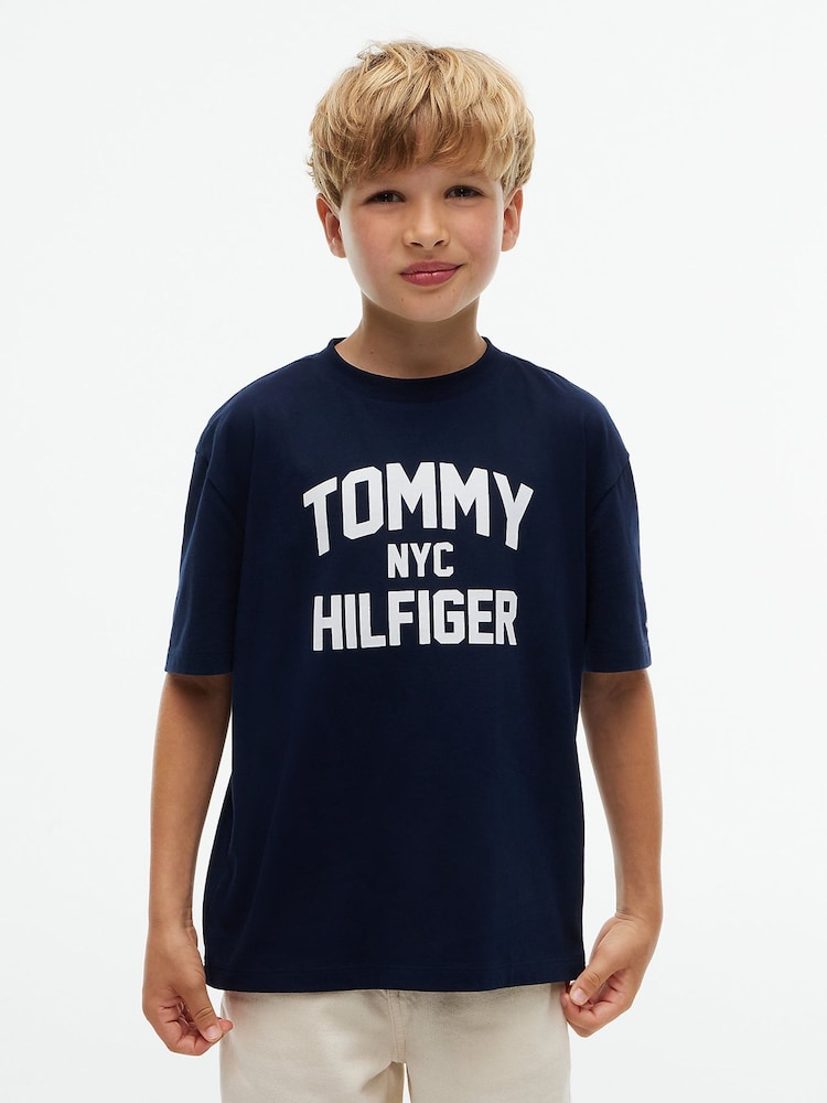 Көк - Tommy Hilfiger логотипі бар, жағасы бар футболка - 6суретінің 1 суреті