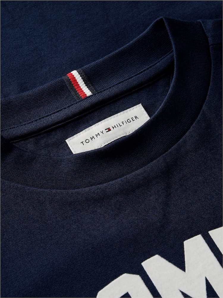 Көк - Tommy Hilfiger логотипі бар, жағасы бар футболка - 6суретінің 6 суреті