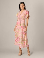 Adrianna Papell Pink Printed Satin Dress - Image 1 of 6