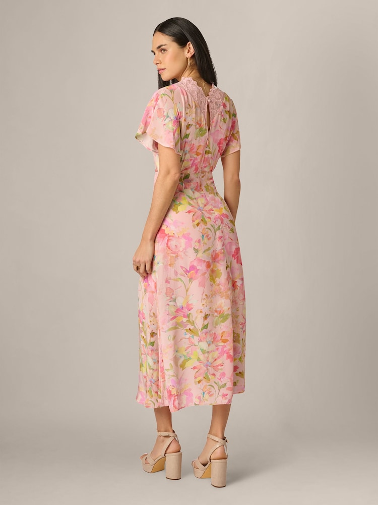 Adrianna Papell Pink Printed Satin Dress - Image 2 of 6
