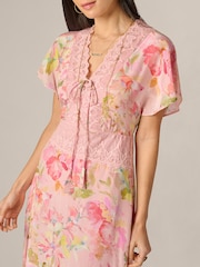 Adrianna Papell Pink Printed Satin Dress - Image 4 of 6