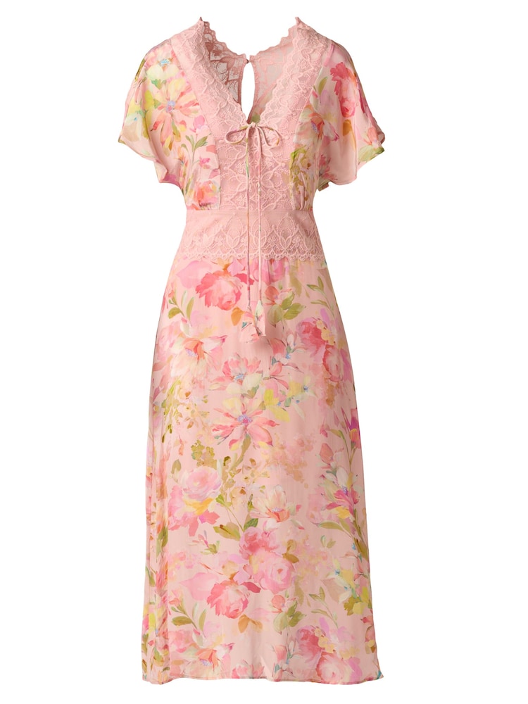 Adrianna Papell Pink Printed Satin Dress - Image 6 of 6