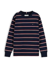 Tommy Hilfiger Blue Stripe Relaxed Long Sleeve T-Shirt - Image 5 of 6