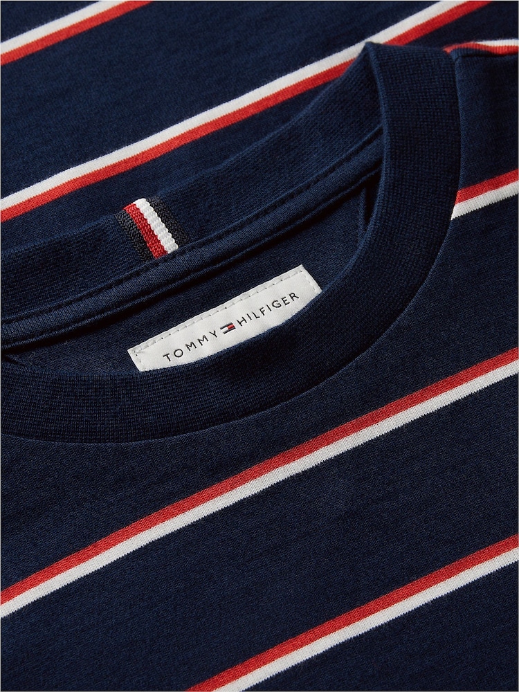 Tommy Hilfiger Blue Stripe Relaxed Long Sleeve T-Shirt - Image 6 of 6 Tommy Hilfiger Blue Stripe Relaxed Long Sleeve T-Shirt - Image 6 of 6