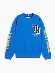 Ашық көк - Tommy Hilfiger Varsity логотипті жемпір - 6суретінің 5 суреті