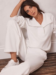 Mint Velvet White Collared Sweatshirt - Image 1 of 4