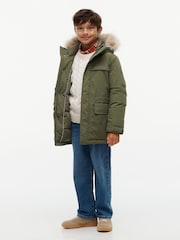 Tommy Hilfiger Green Faux Fur Hood Padded Parka Jacket - Image 2 of 8