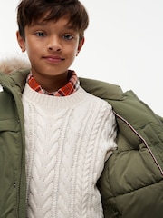 Tommy Hilfiger Green Faux Fur Hood Padded Parka Jacket - Image 3 of 8