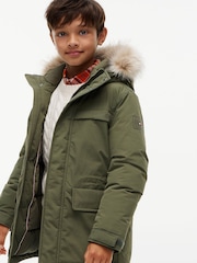 Tommy Hilfiger Green Faux Fur Hood Padded Parka Jacket - Image 4 of 8
