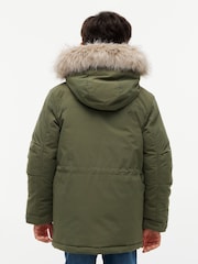 Tommy Hilfiger Green Faux Fur Hood Padded Parka Jacket - Image 6 of 8