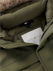 Tommy Hilfiger Green Faux Fur Hood Padded Parka Jacket - Image 8 of 8