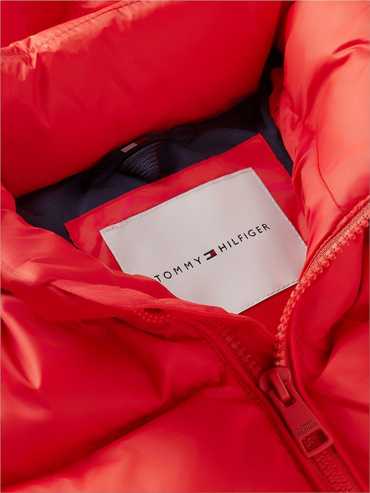 Tommy Hilfiger Red Essential Down Hooded Jacket - Image 7 of 7 Tommy Hilfiger Red Essential Down Hooded Jacket - Image 7 of 7