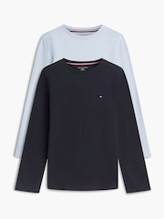 Tommy Hilfiger Blue Signature Jersey Long Sleeve Lounge T-Shirts 2-Pack - Image 1 of 7