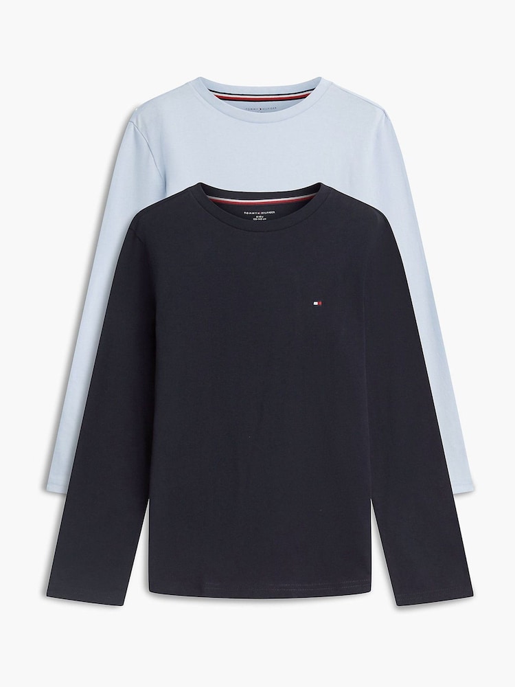 Tommy Hilfiger Blue Signature Jersey Long Sleeve Lounge T-Shirts 2-Pack - Image 1 of 7
