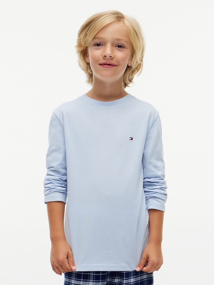 Tommy Hilfiger Blue Signature Jersey Long Sleeve Lounge T-Shirts 2-Pack - Image 2 of 7