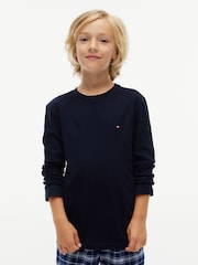 Tommy Hilfiger Blue Signature Jersey Long Sleeve Lounge T-Shirts 2-Pack - Image 3 of 7