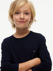 Tommy Hilfiger Blue Signature Jersey Long Sleeve Lounge T-Shirts 2-Pack - Image 5 of 7